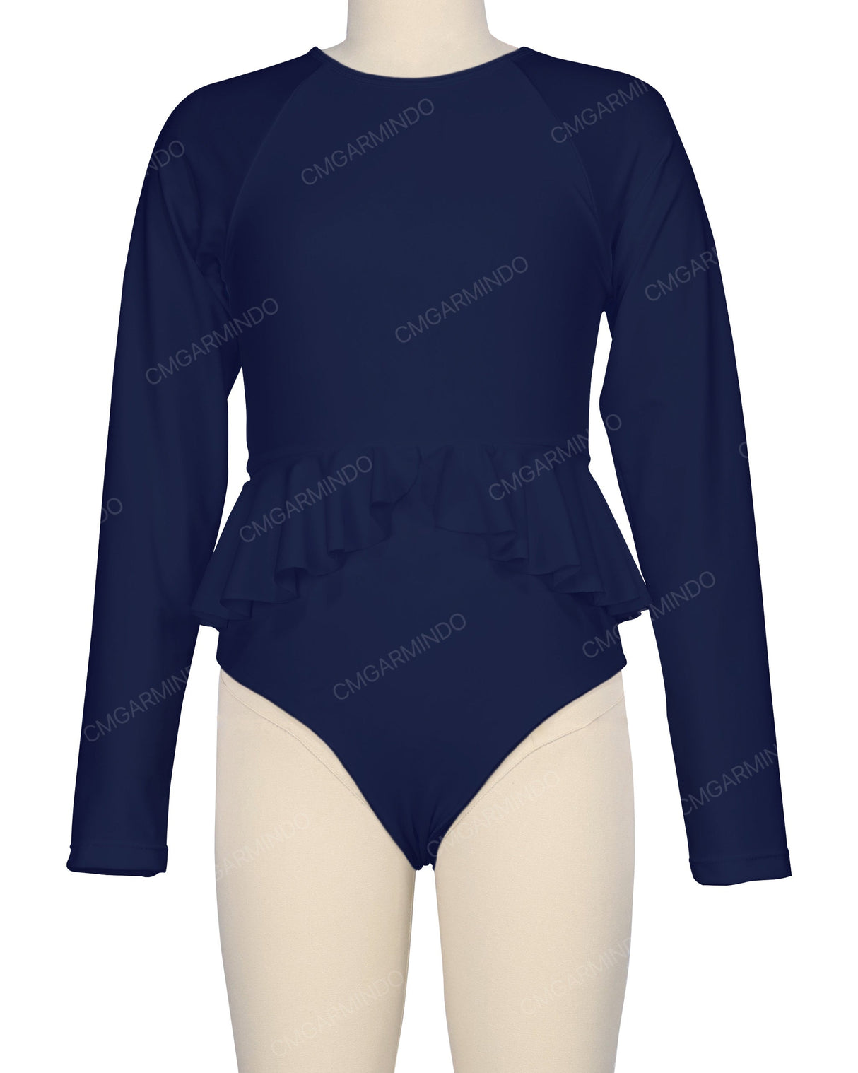 Long Sleeve Frill Waist One Piece