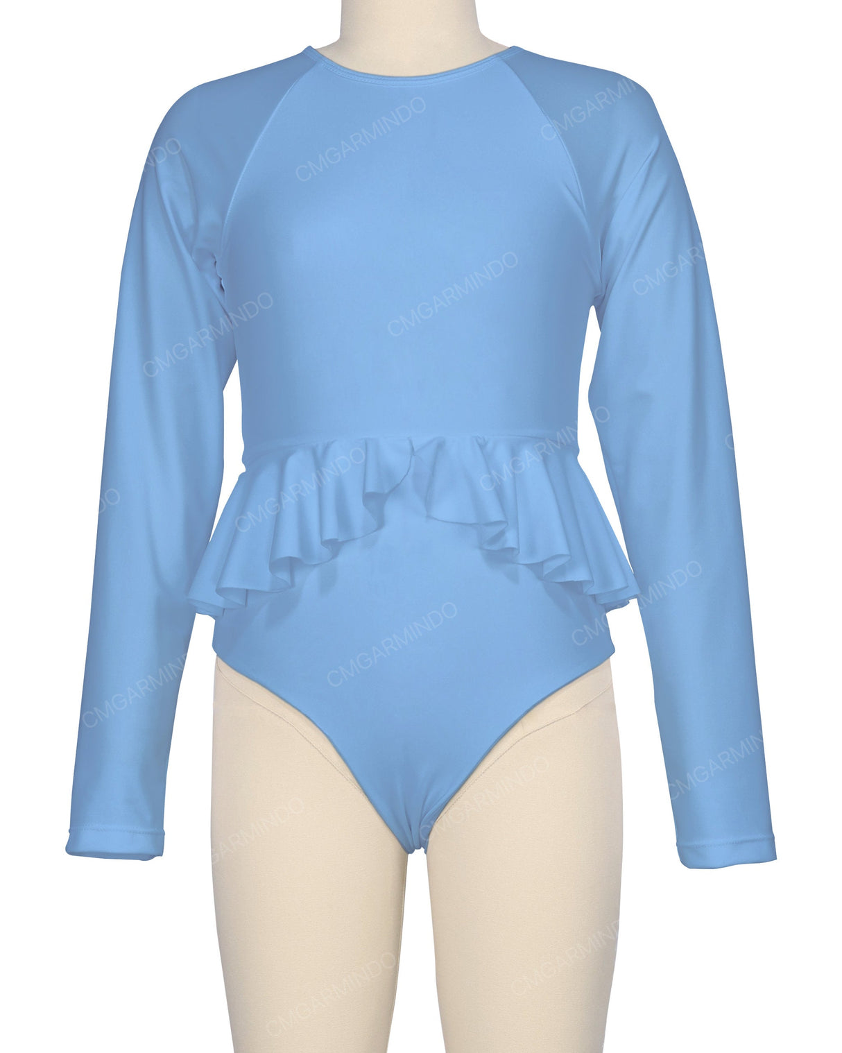 Long Sleeve Frill Waist One Piece