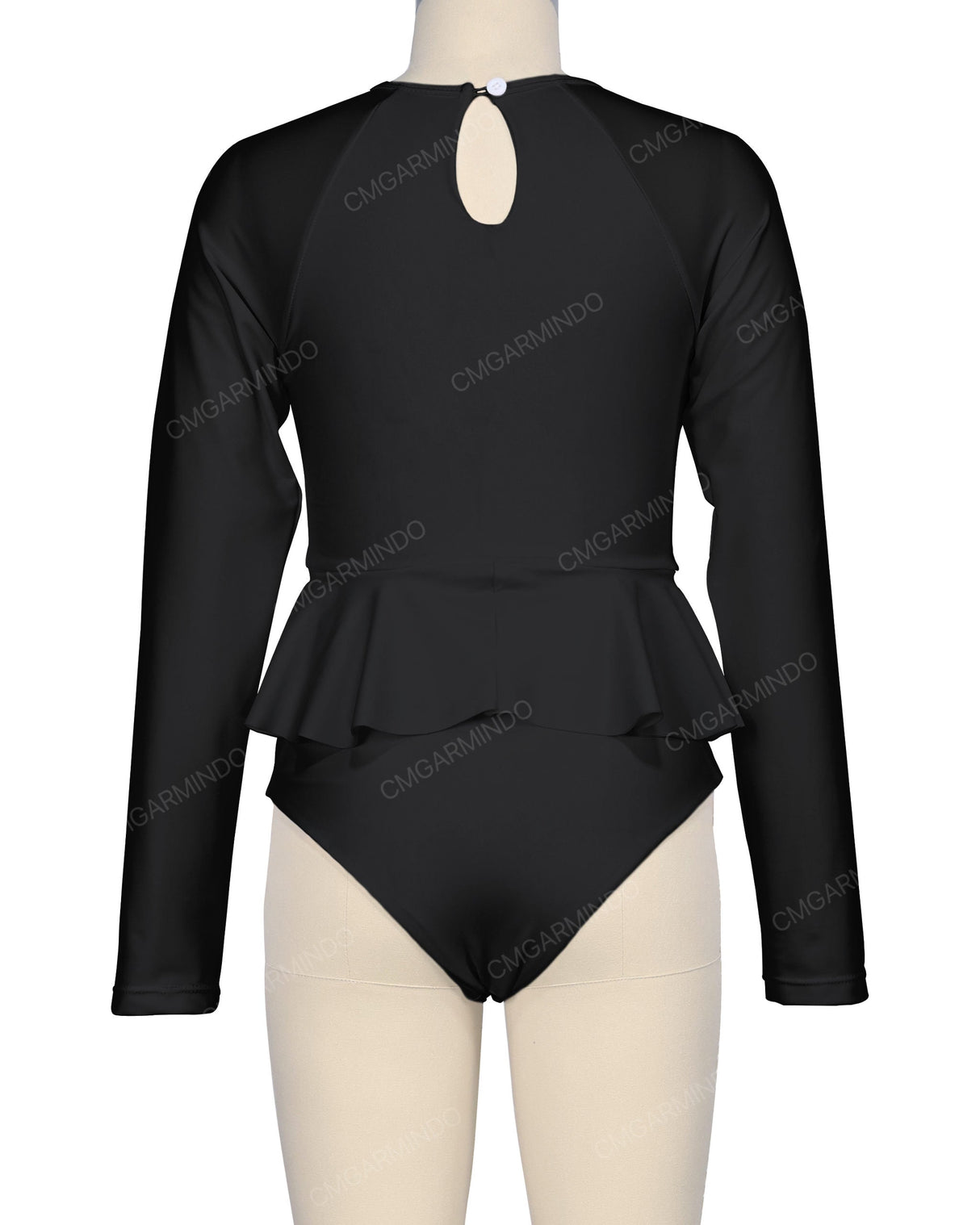 Long Sleeve Frill Waist One Piece