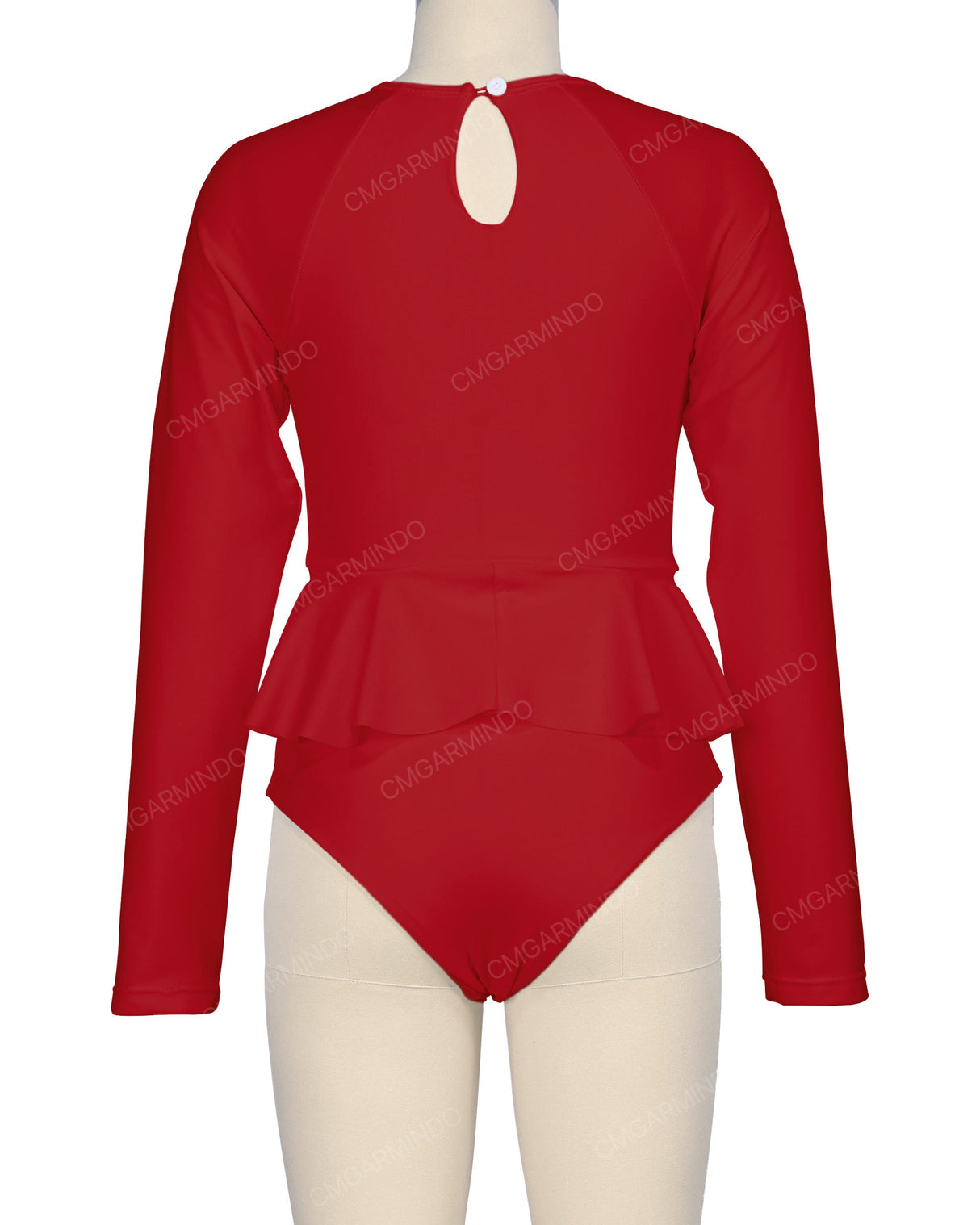 Long Sleeve Frill Waist One Piece