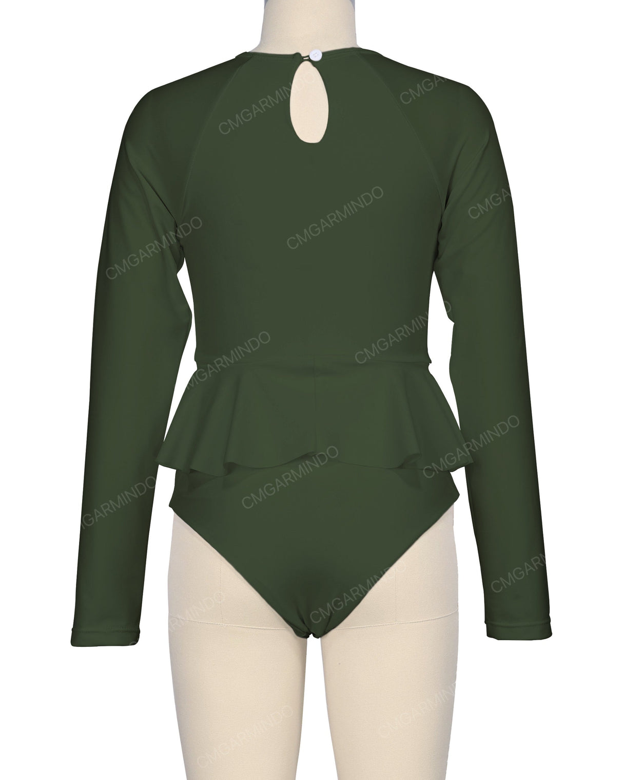 Long Sleeve Frill Waist One Piece