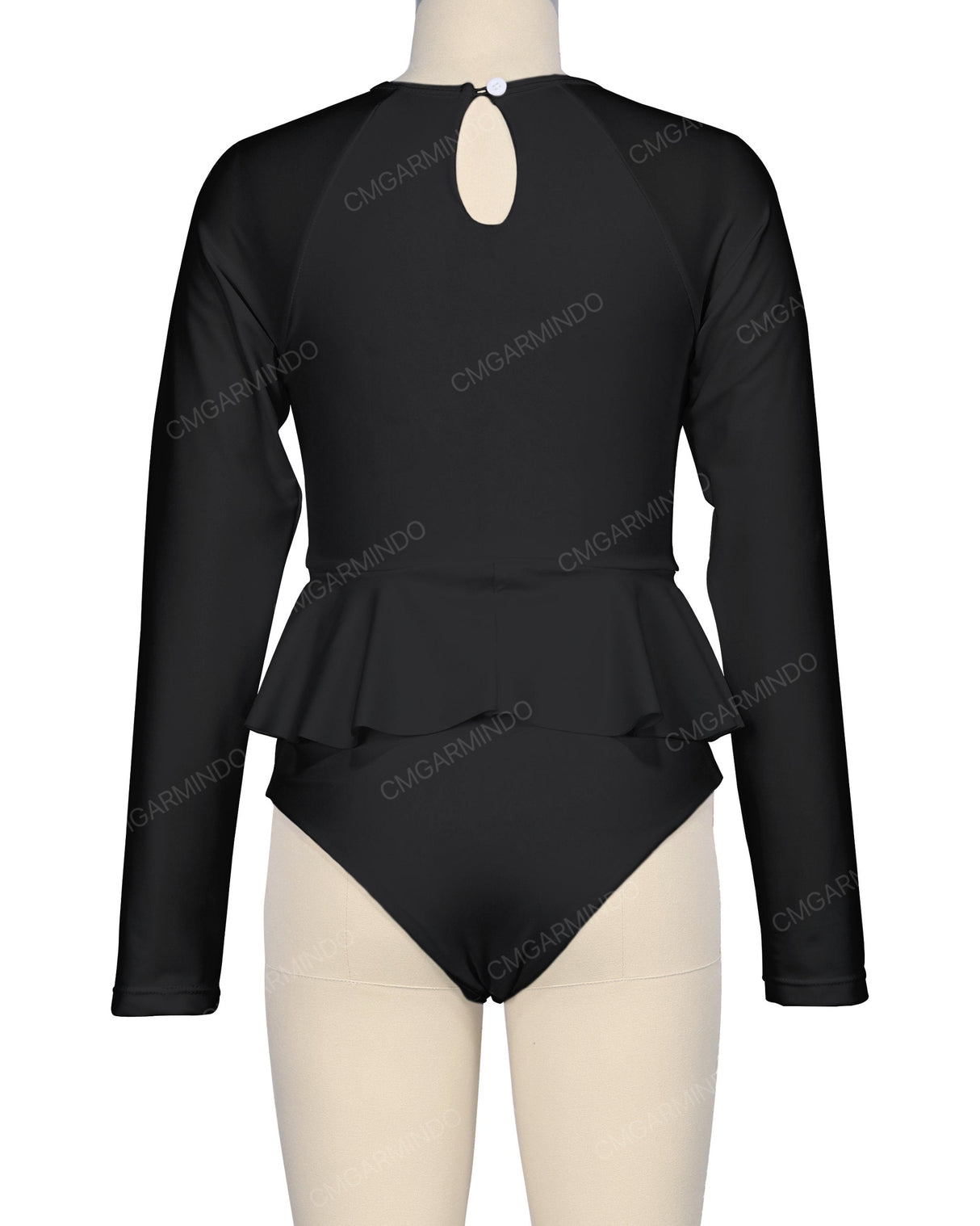 Long Sleeve Frill Waist One Piece