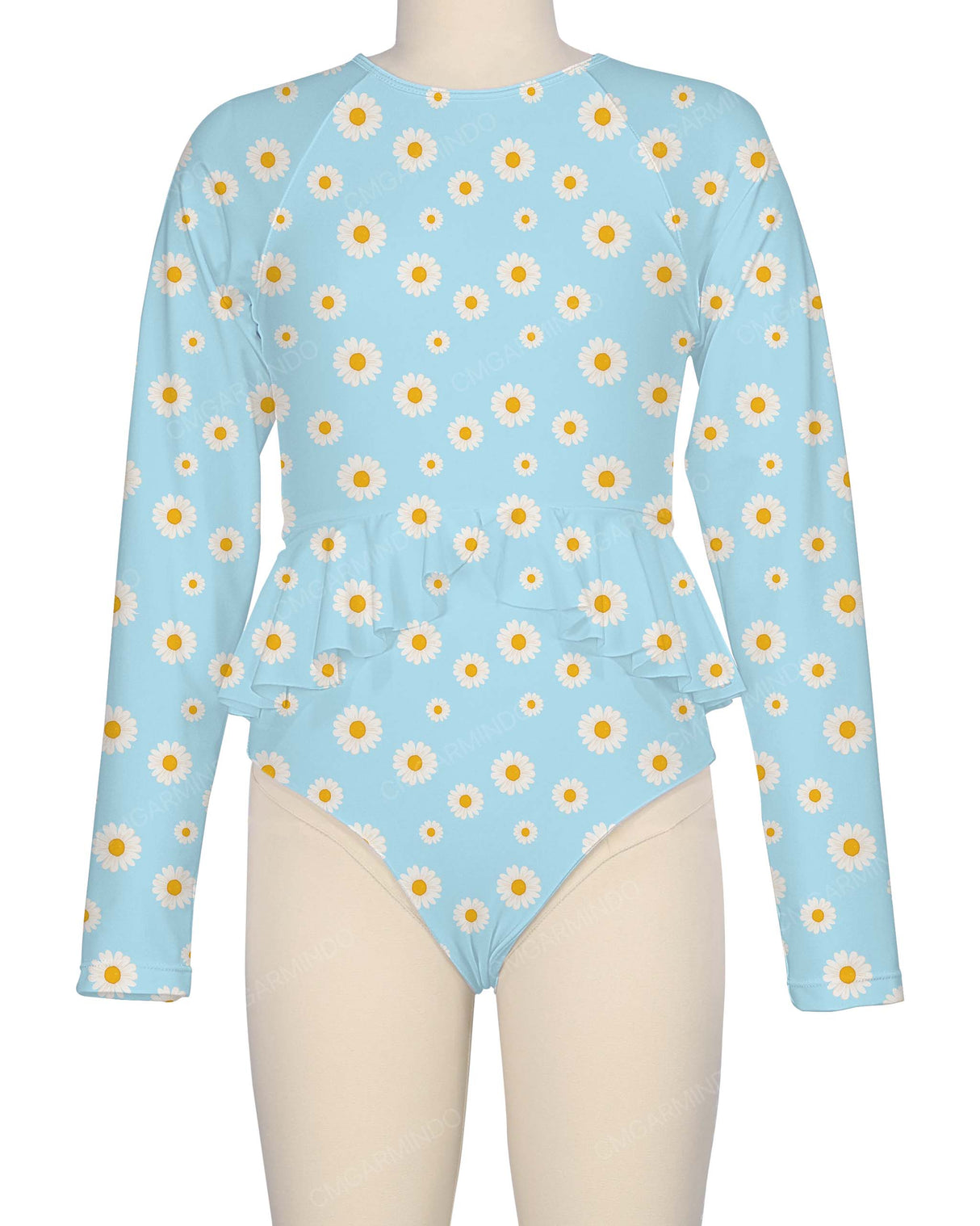 Long Sleeve Frill Waist One Piece