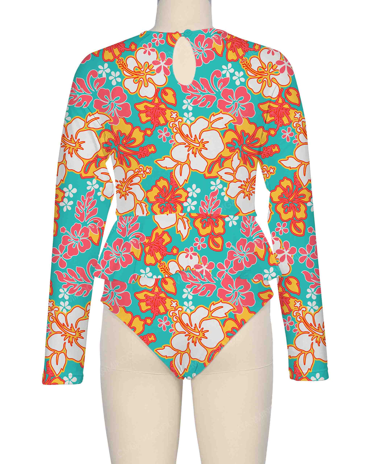 Long Sleeve Frill Waist One Piece