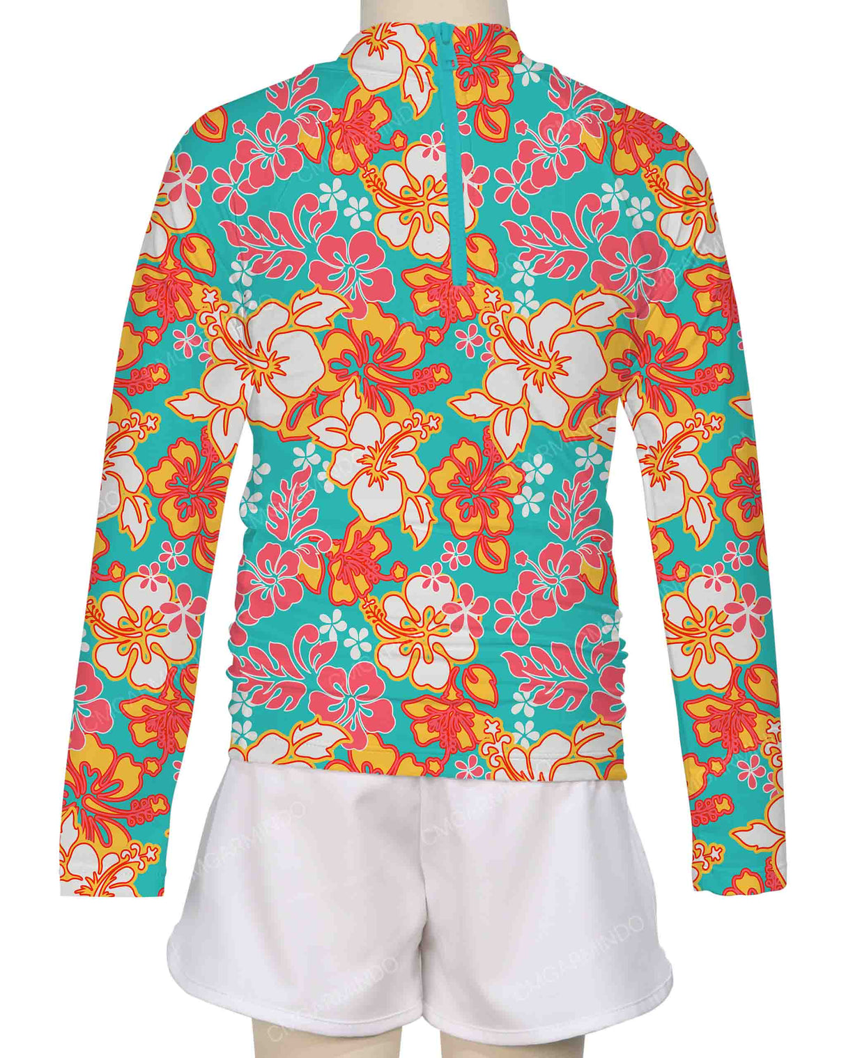 Long Sleeve Zip Back Raglan Rashie