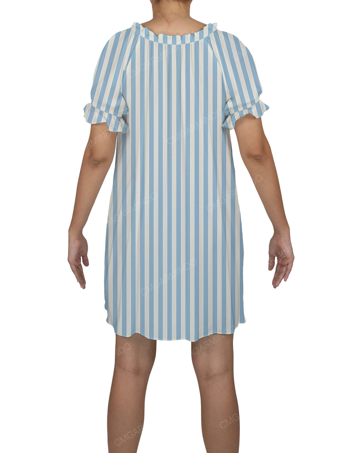 Ruffle Neck Puff Sleeve Mini Sleep Dress