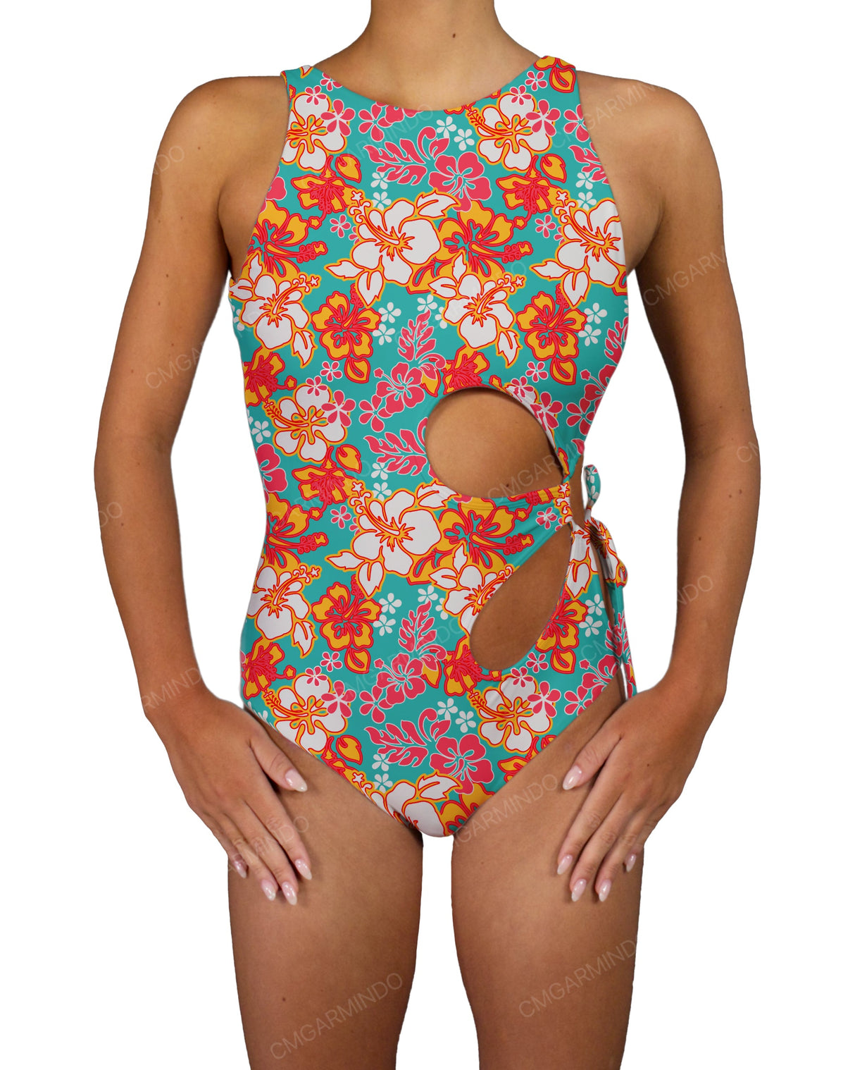 Crew Neck Left Flower One Piece