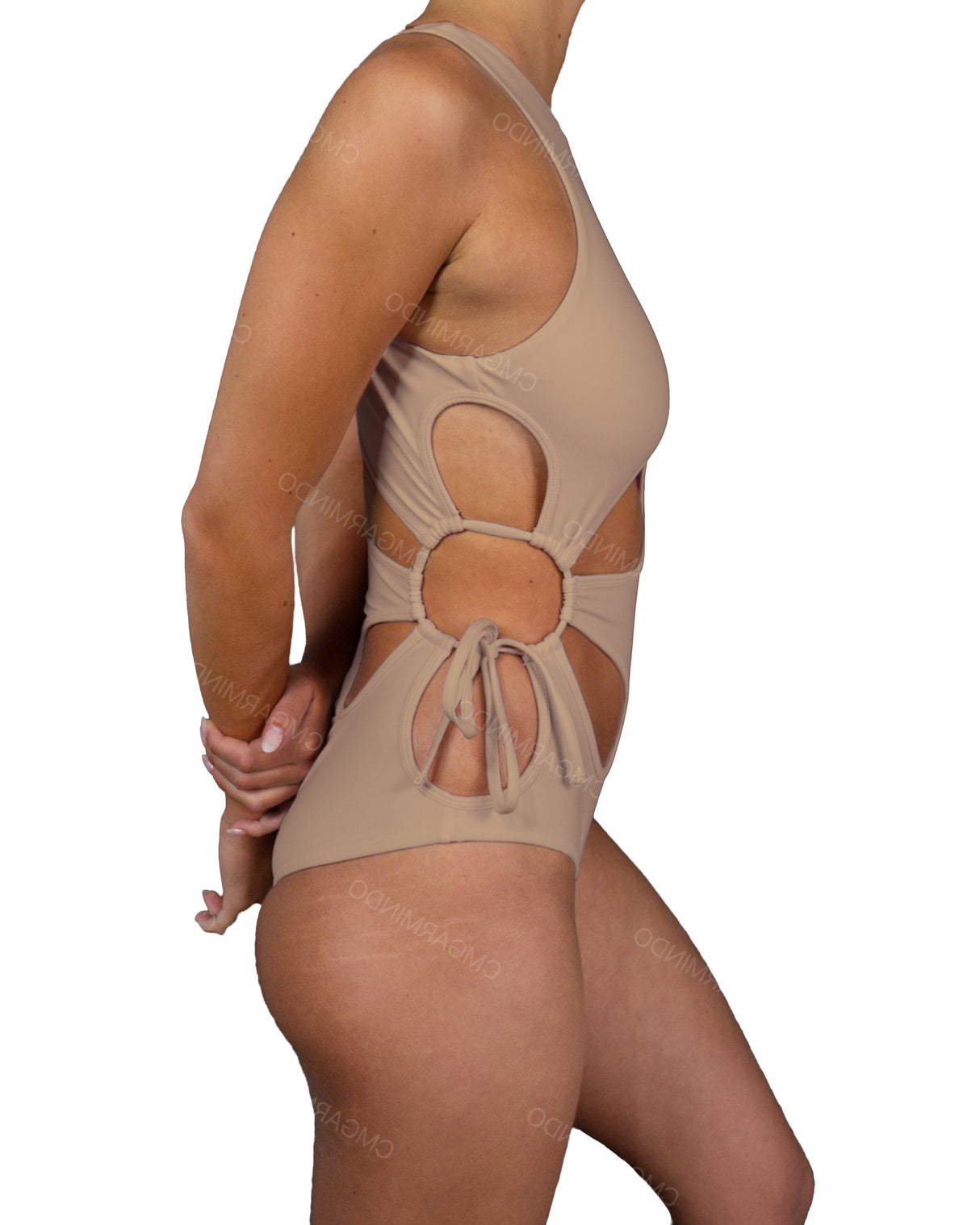Crew Neck Binding Right Flower One Piece