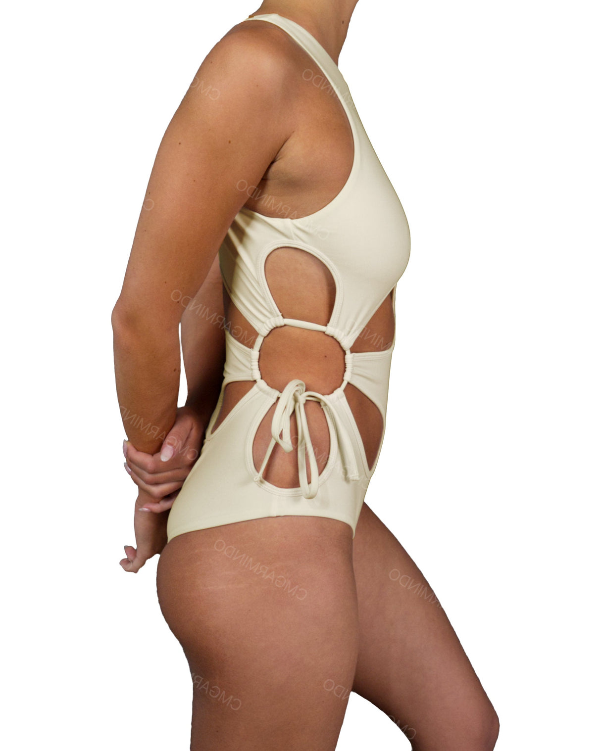 Crew Neck Binding Right Flower One Piece