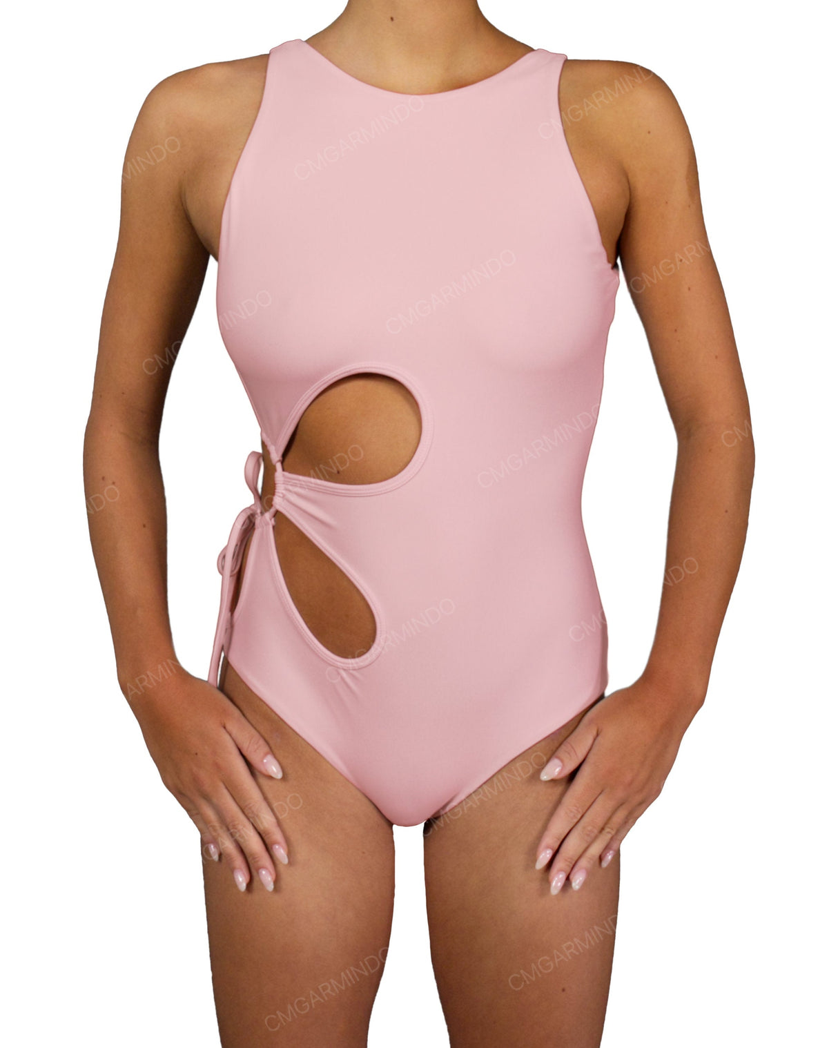 Crew Neck Binding Right Flower One Piece