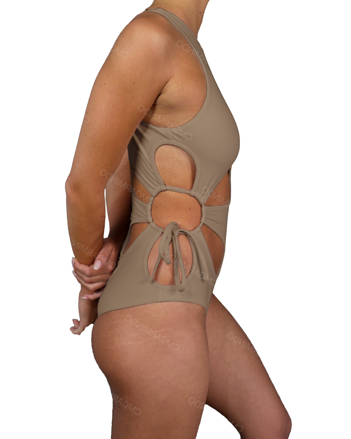 Crew Neck Binding Right Flower One Piece