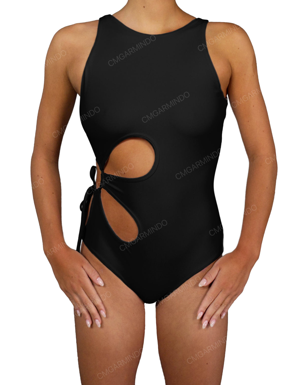 Crew Neck Binding Right Flower One Piece