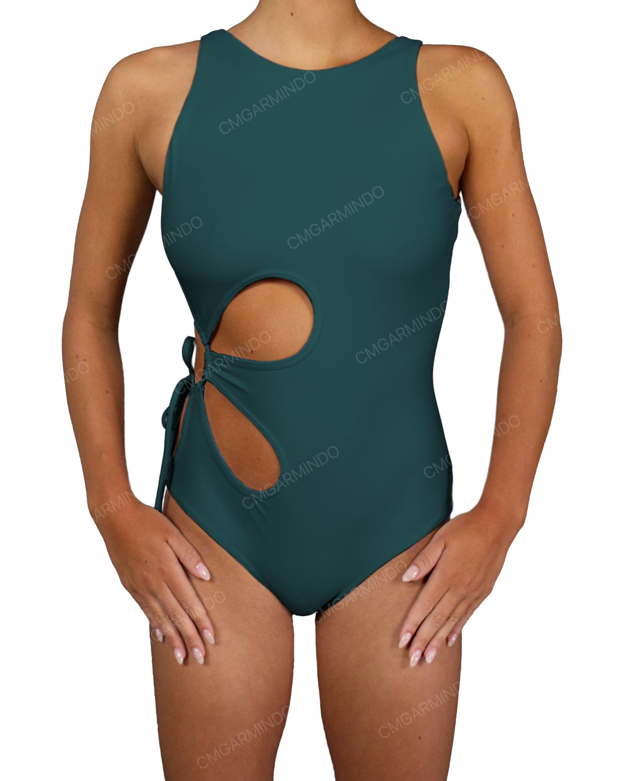 Crew Neck Binding Right Flower One Piece