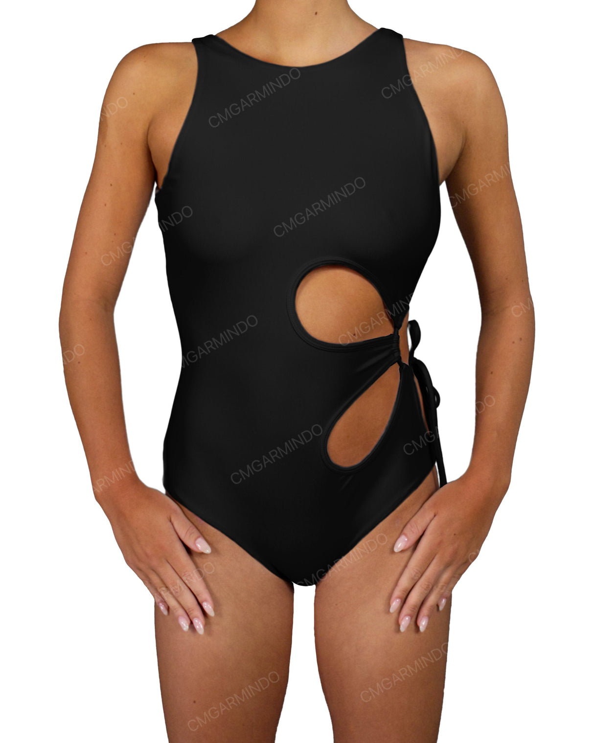 Crew Neck Binding Left Flower One Piece