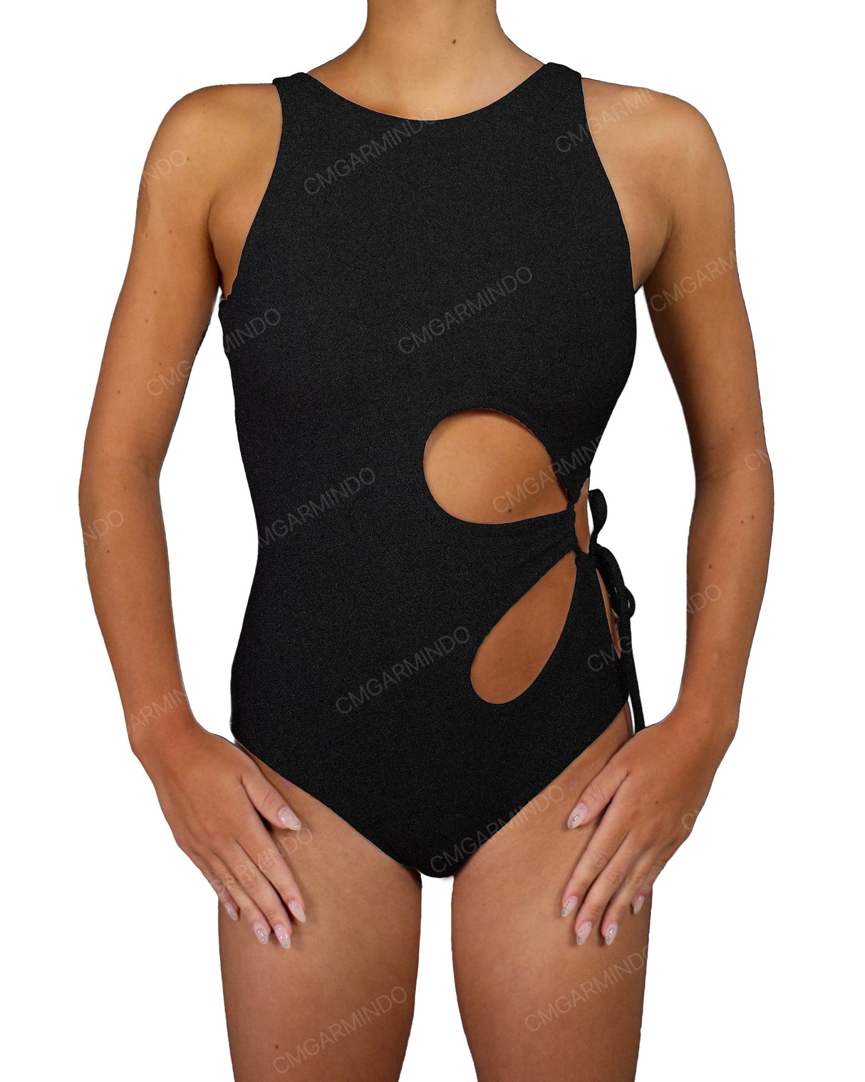 Crew Neck Binding Left Flower One Piece