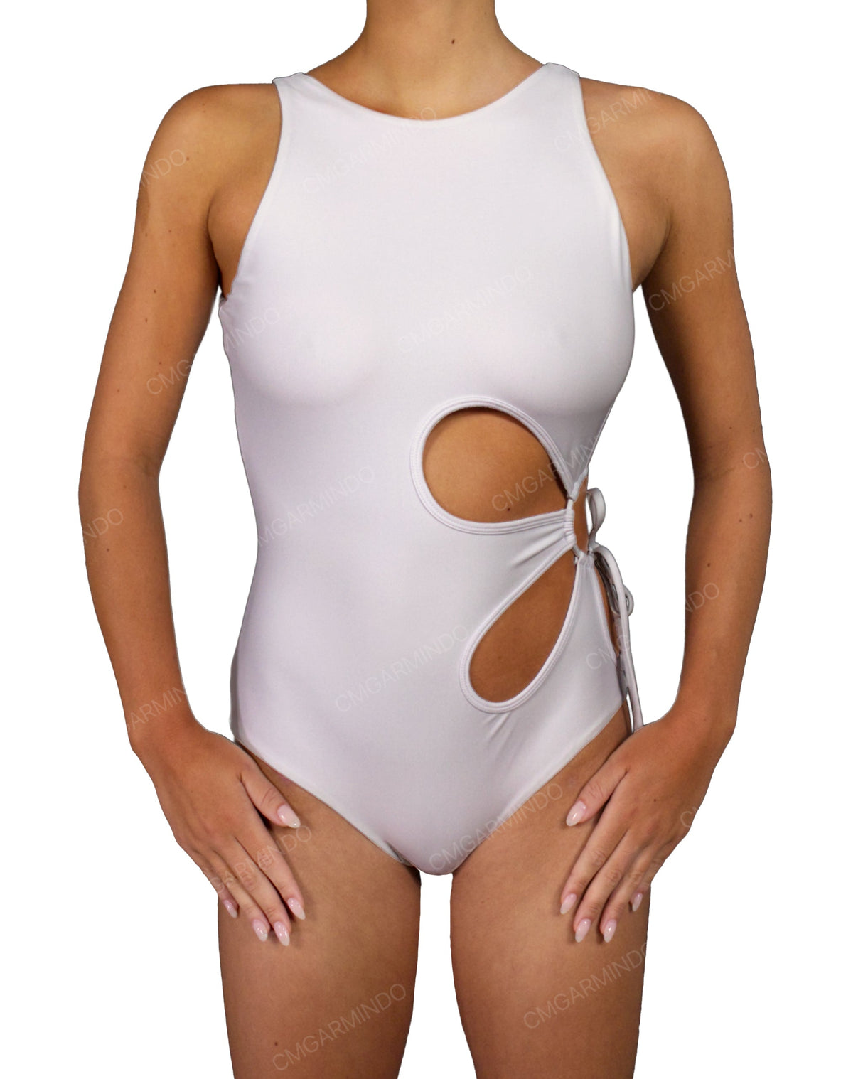 Crew Neck Binding Left Flower One Piece