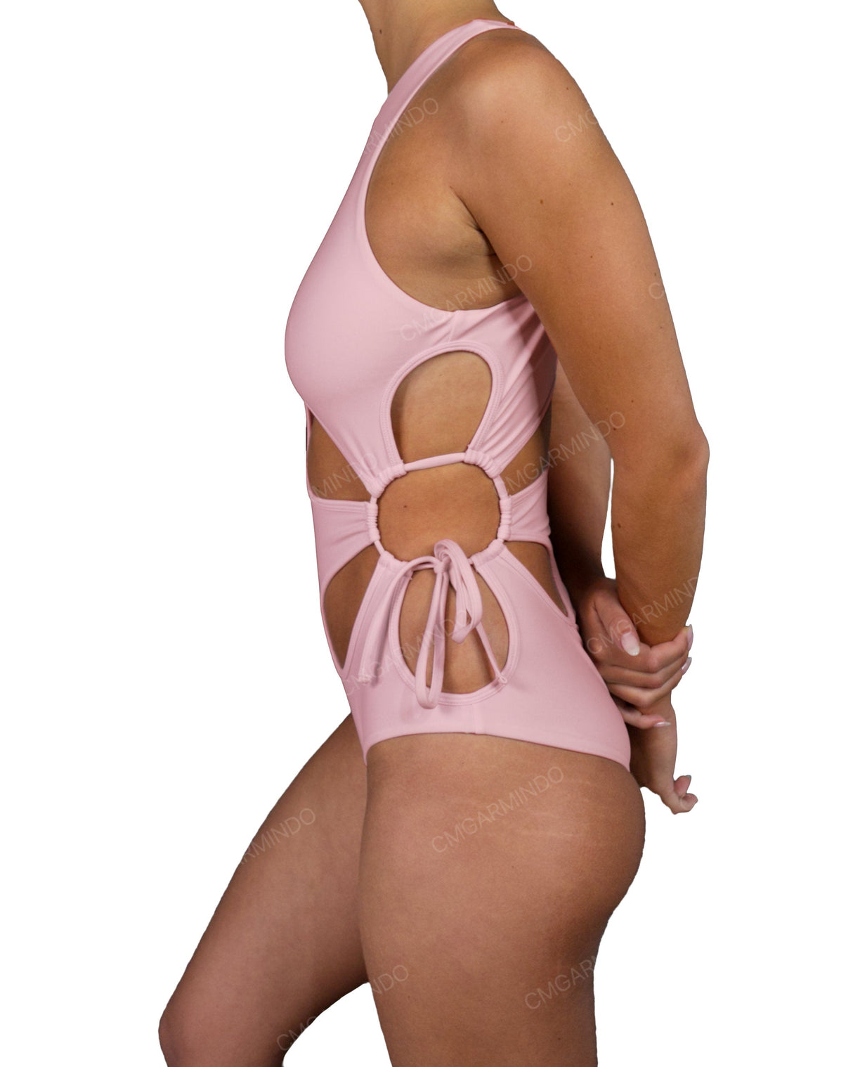 Crew Neck Binding Left Flower One Piece