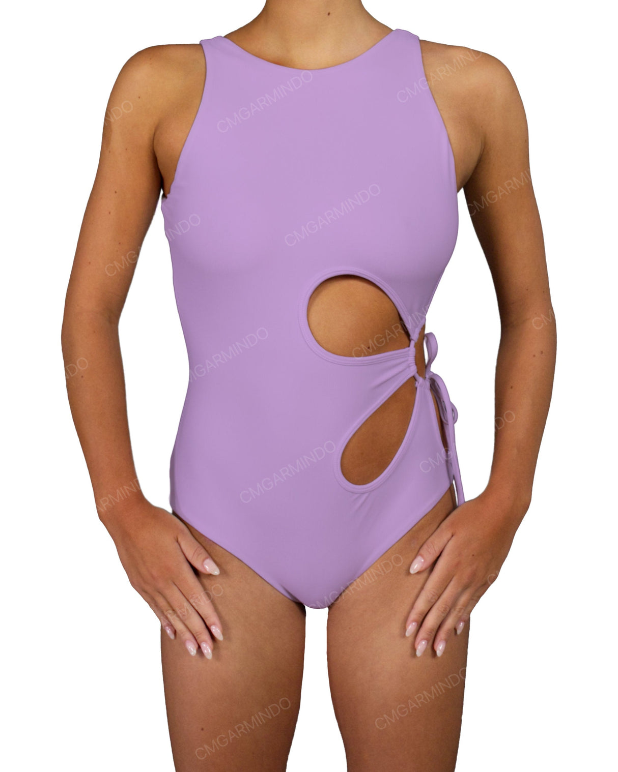 Crew Neck Binding Left Flower One Piece