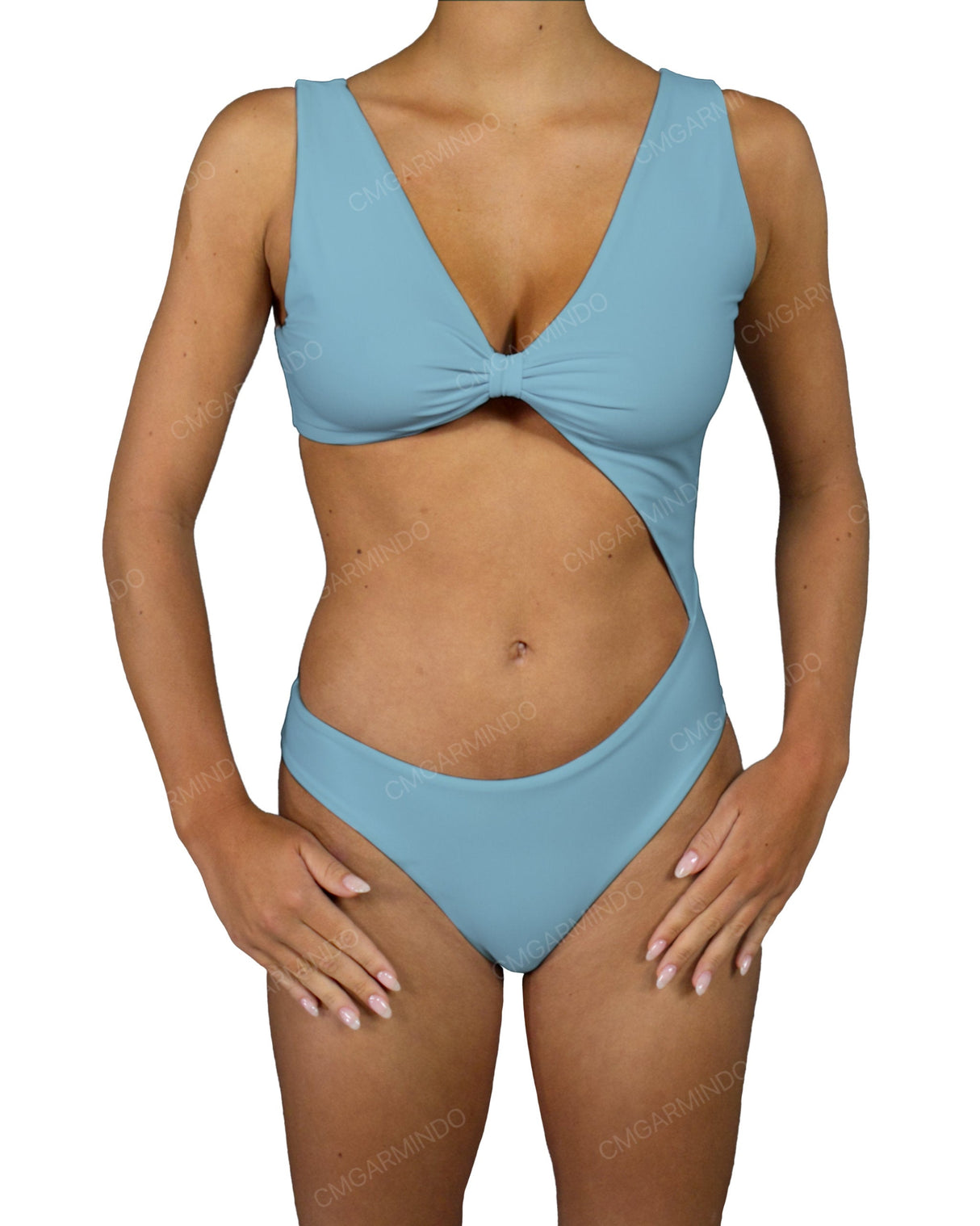 V-Neck Scrunched Cut Out One Piece