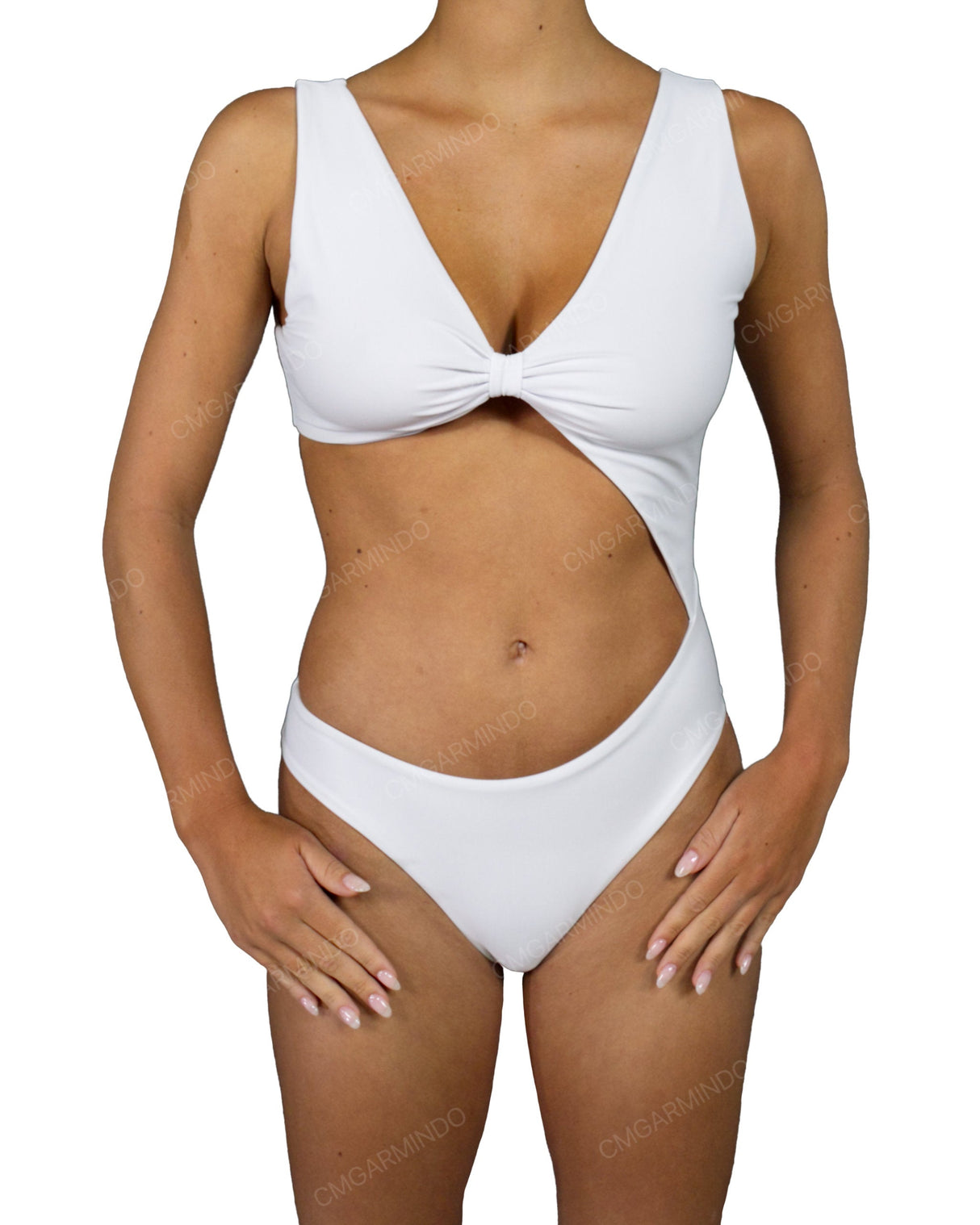 V-Neck Scrunched Cut Out One Piece