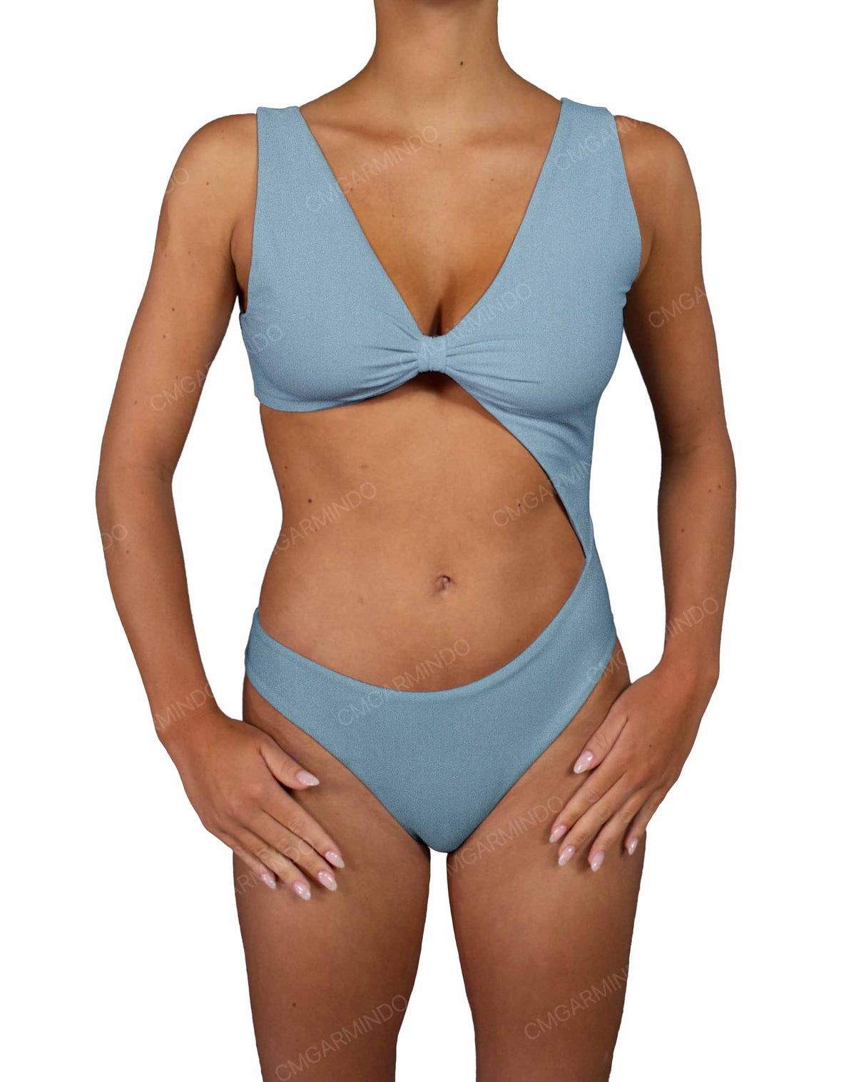 V-Neck Scrunched Cut Out One Piece