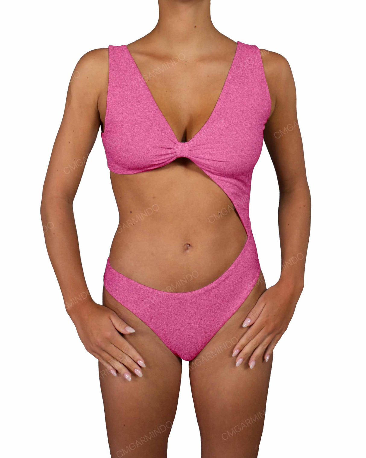 V-Neck Scrunched Cut Out One Piece