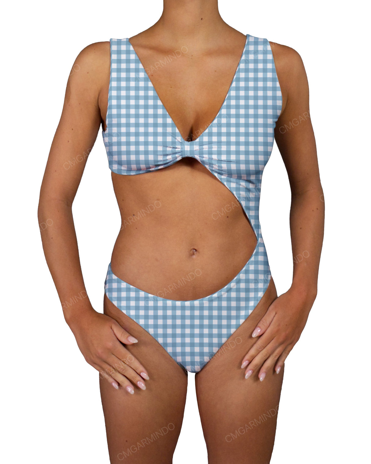 V-Neck Scrunched Cut Out One Piece