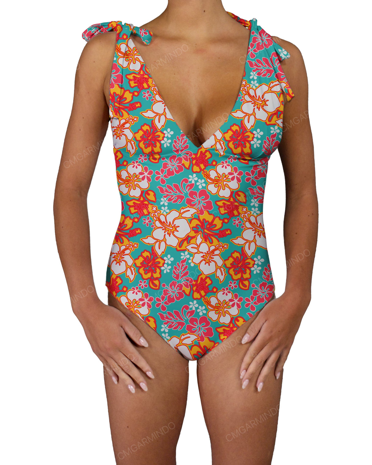 V-Neck Shoulder Tie One Piece