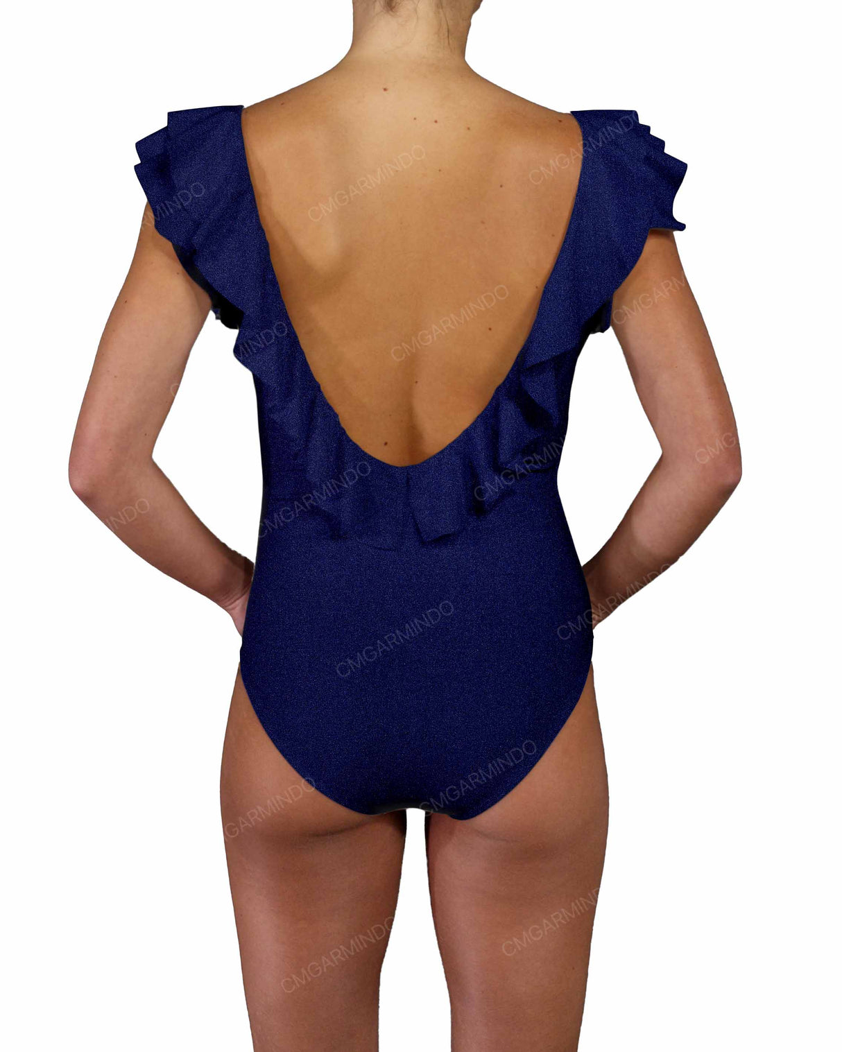 V-Neck Ruffle Trim One Piece