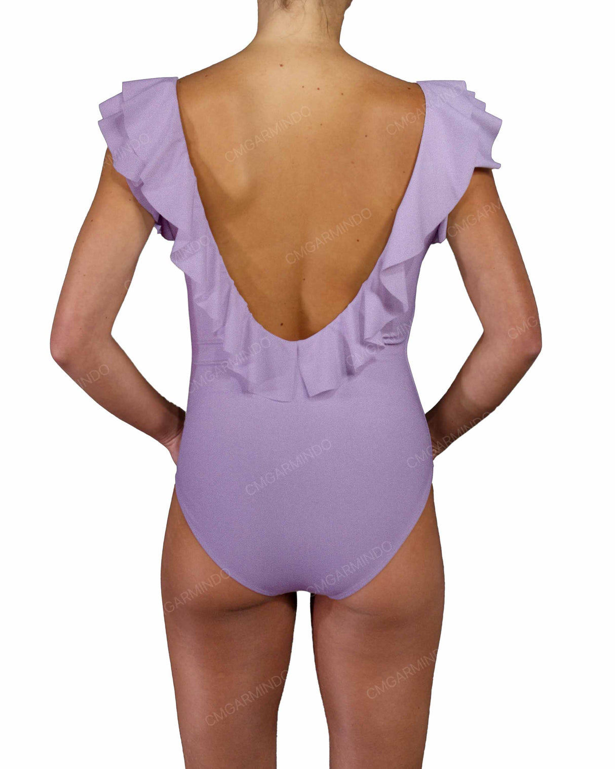 V-Neck Ruffle Trim One Piece