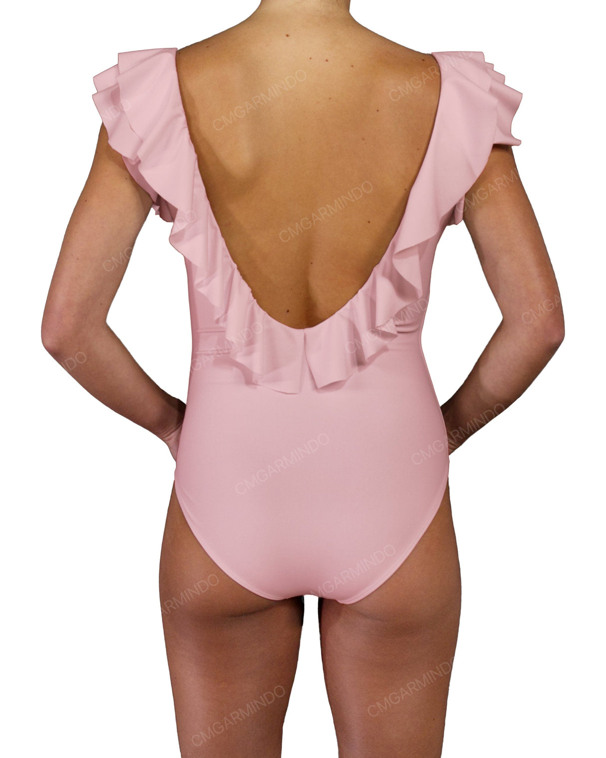 V-Neck Ruffle Trim One Piece