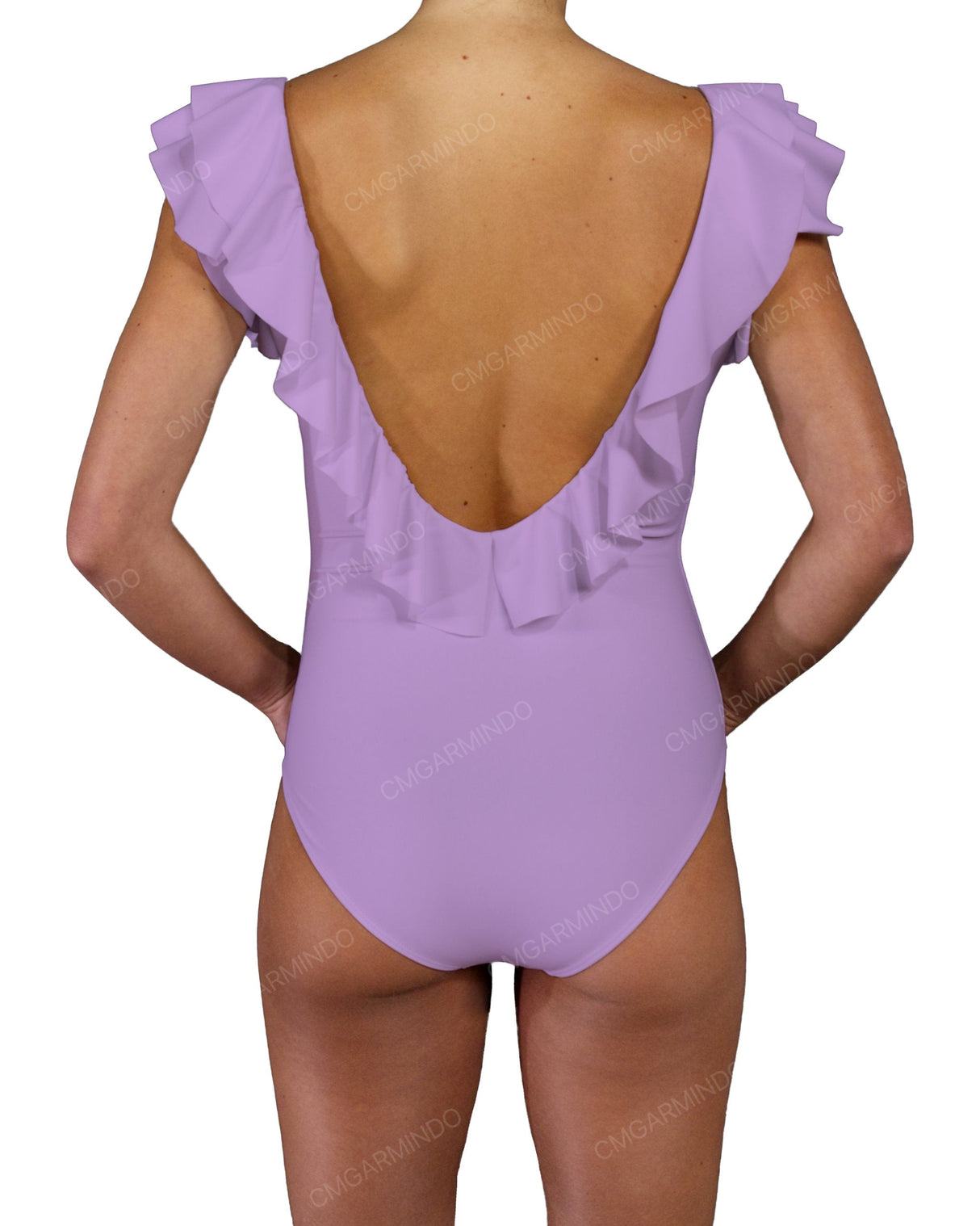 V-Neck Ruffle Trim One Piece