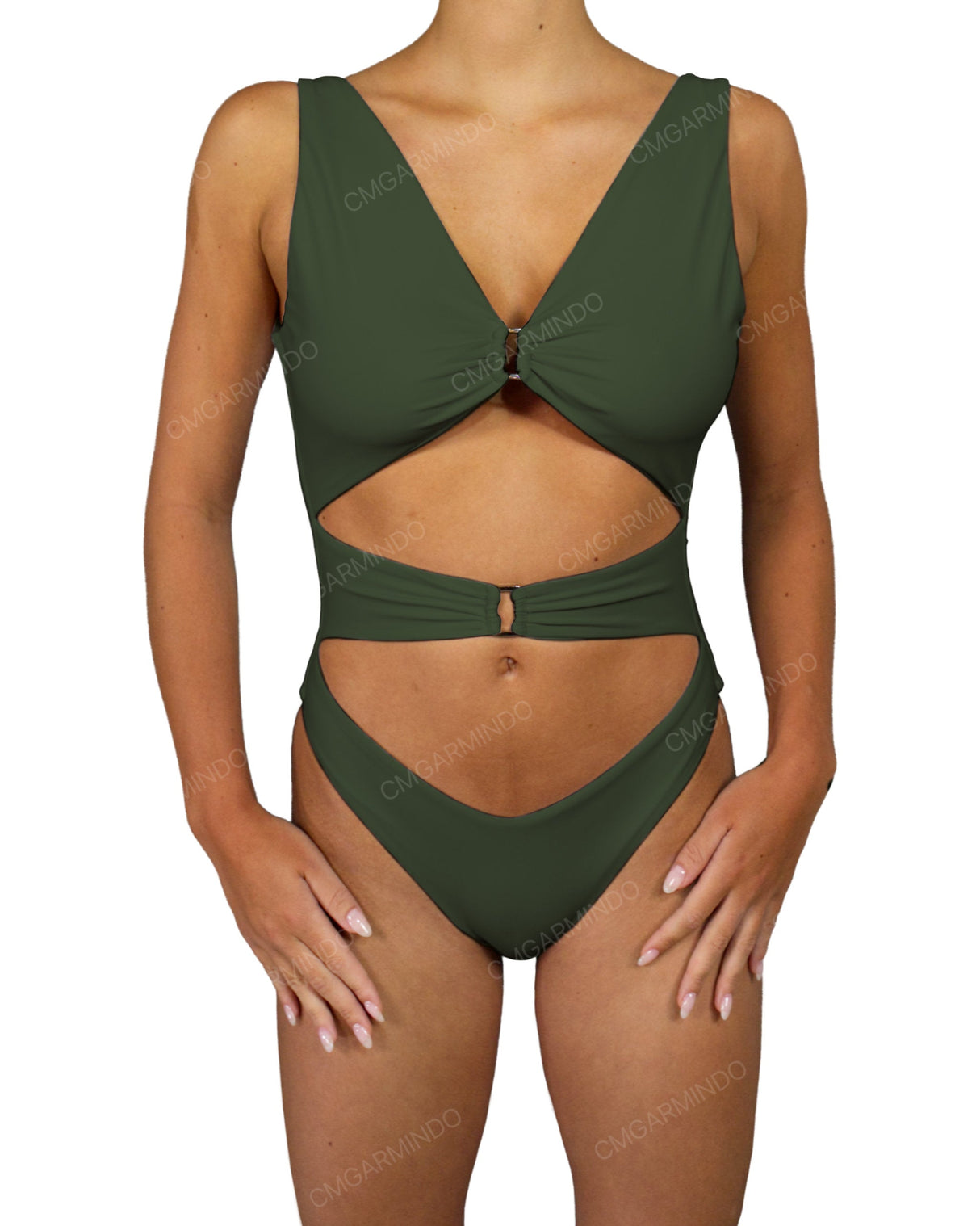 V-Neck Double Ring One Piece