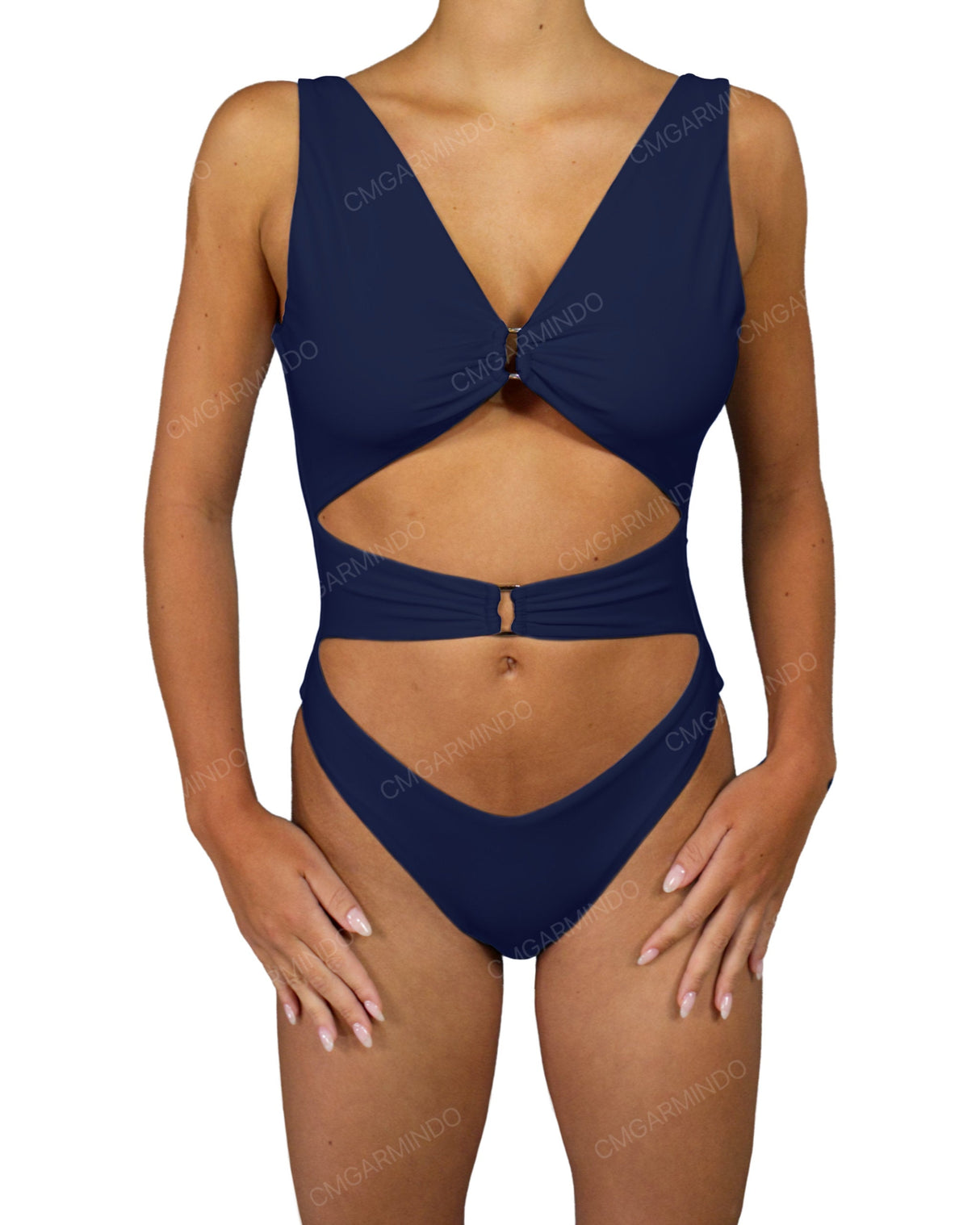 V-Neck Double Ring One Piece