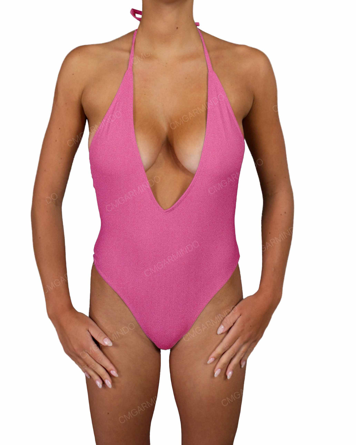 Deep V-Neck Halter String Tie One Piece