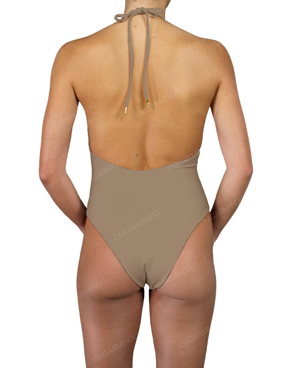 Deep V-Neck Halter String Tie One Piece