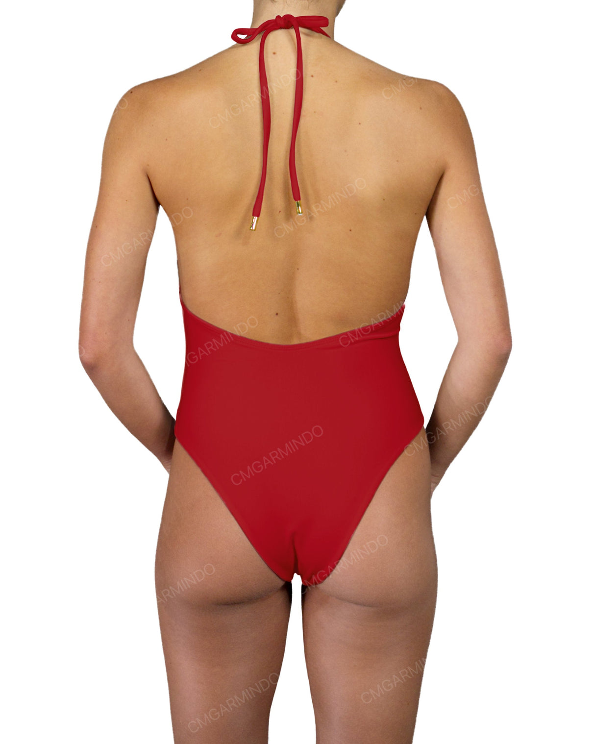 Deep V-Neck Halter String Tie One Piece