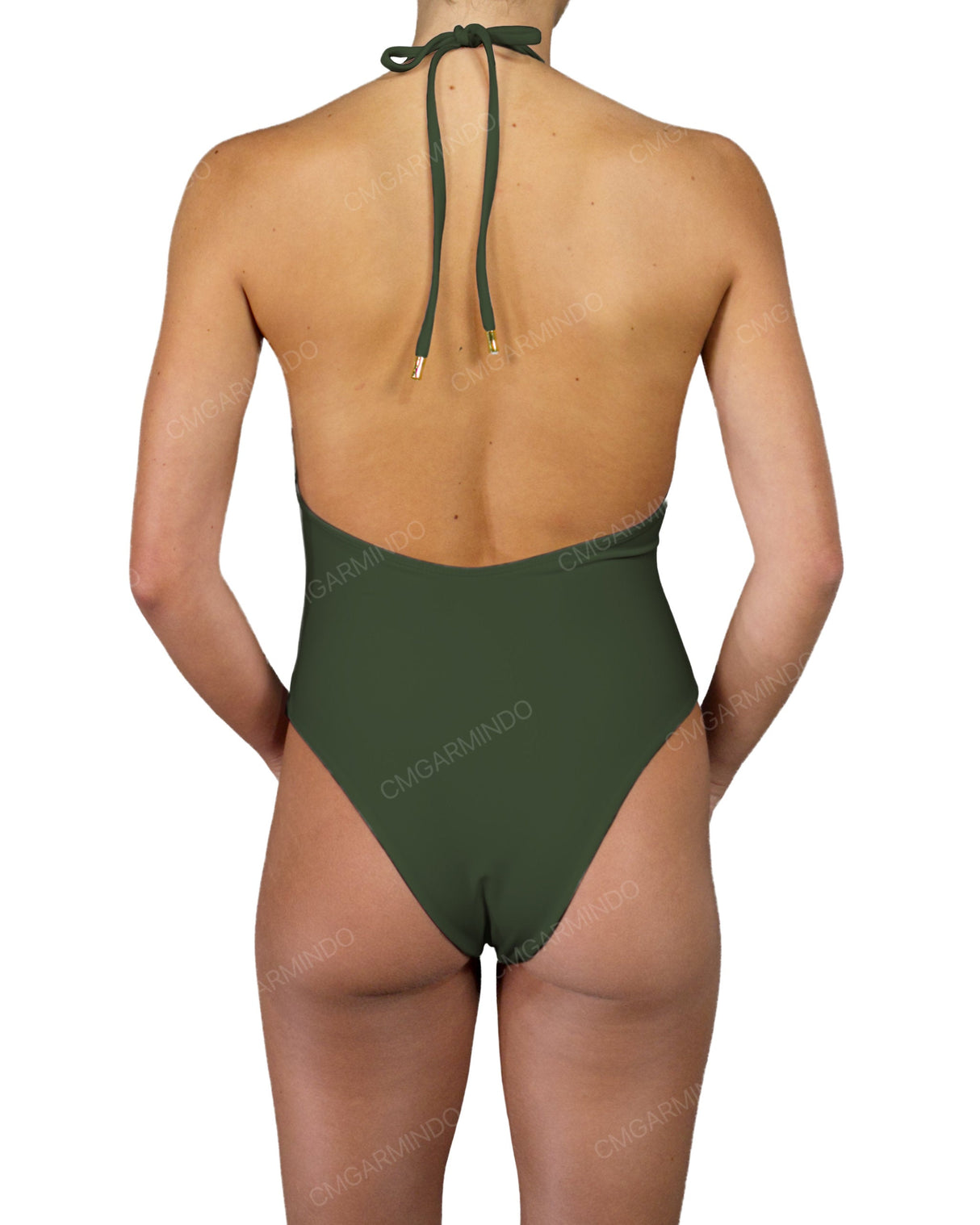 Deep V-Neck Halter String Tie One Piece
