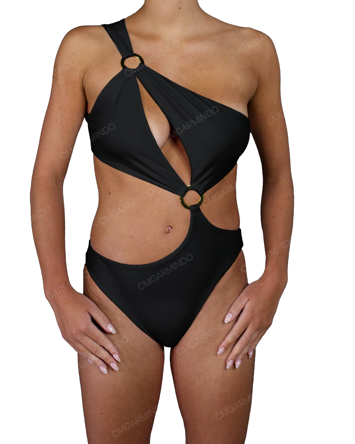 Asymmetrical Cut Out One Shoulder One Piece