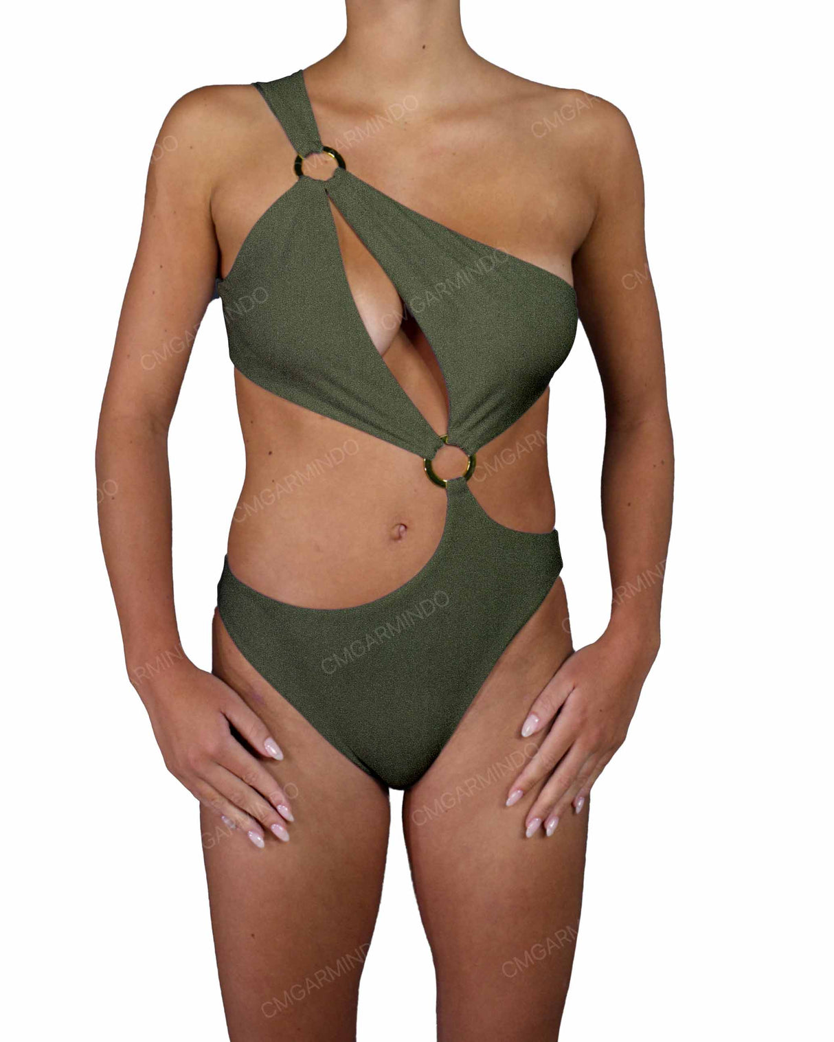 Asymmetrical Cut Out One Shoulder One Piece