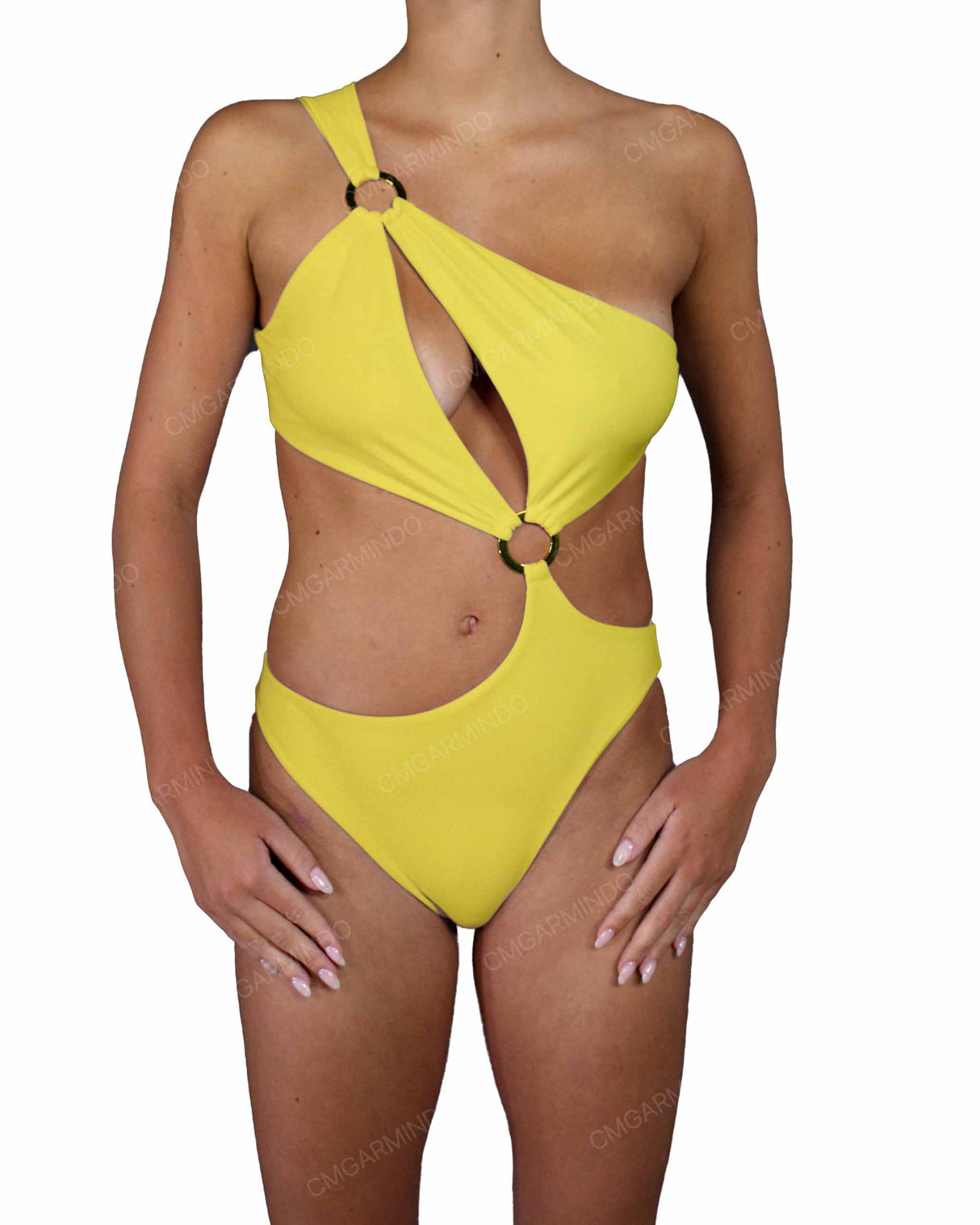 Asymmetrical Cut Out One Shoulder One Piece