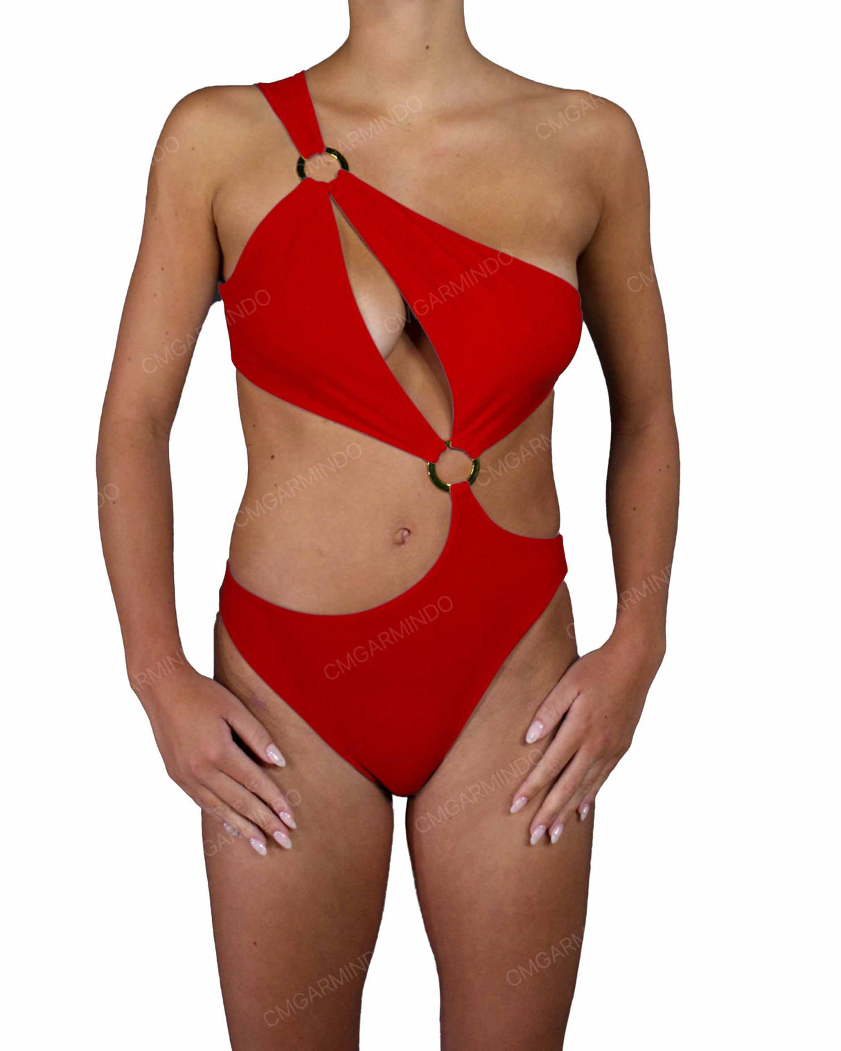 Asymmetrical Cut Out One Shoulder One Piece