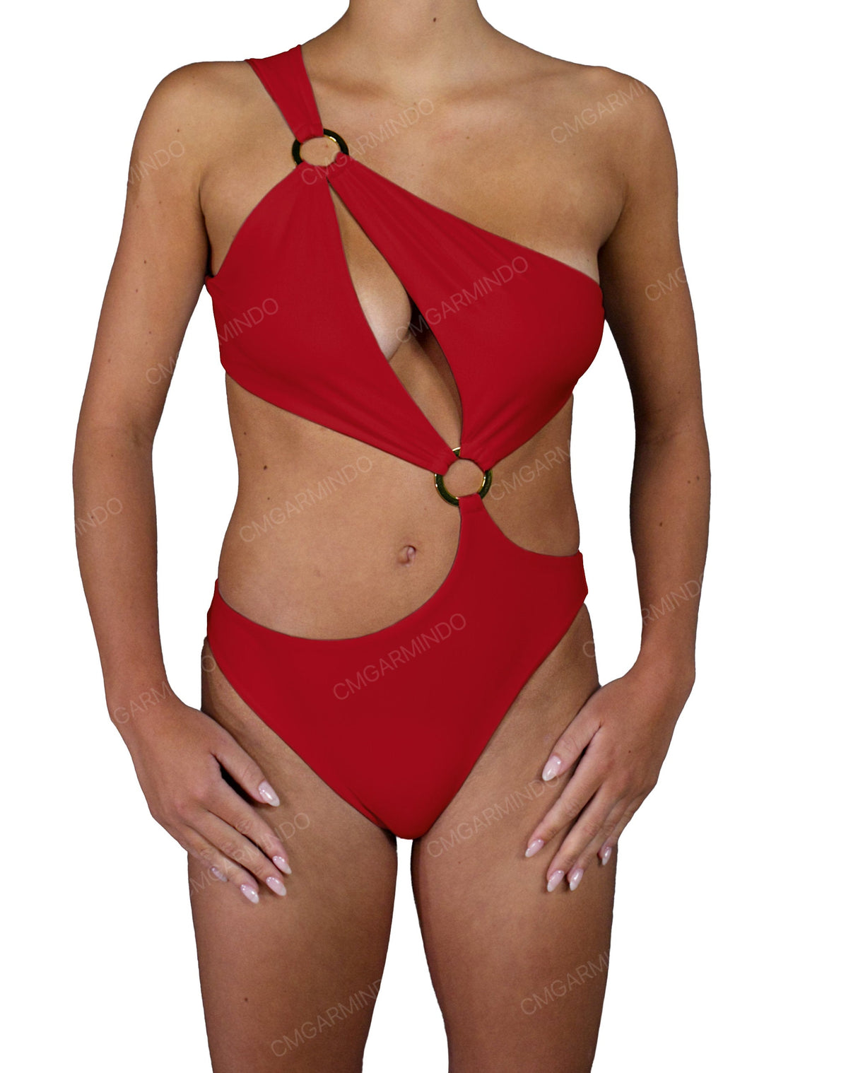 Asymmetrical Cut Out One Shoulder One Piece