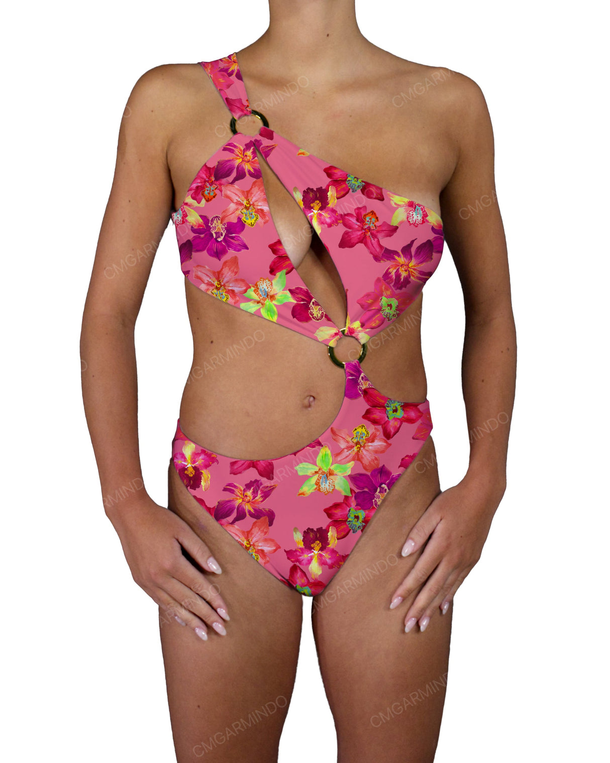 Asymmetrical Cut Out One Shoulder One Piece