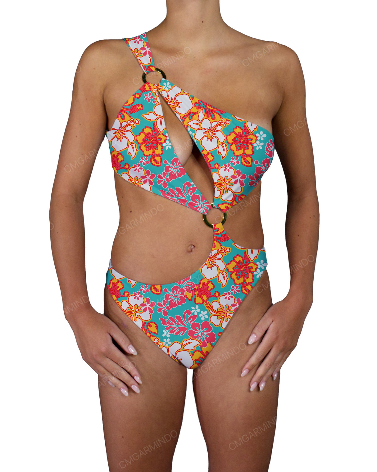 Asymmetrical Cut Out One Shoulder One Piece