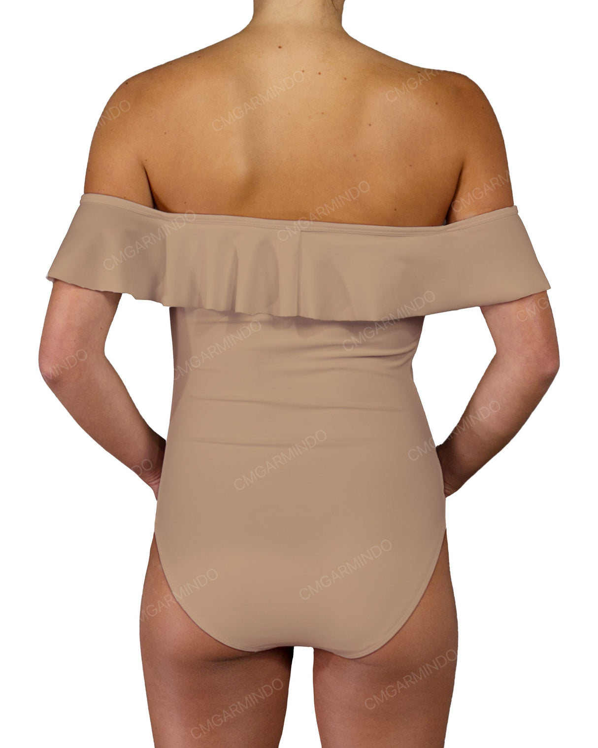 Off Shoulder Ruffle Trim One Piece