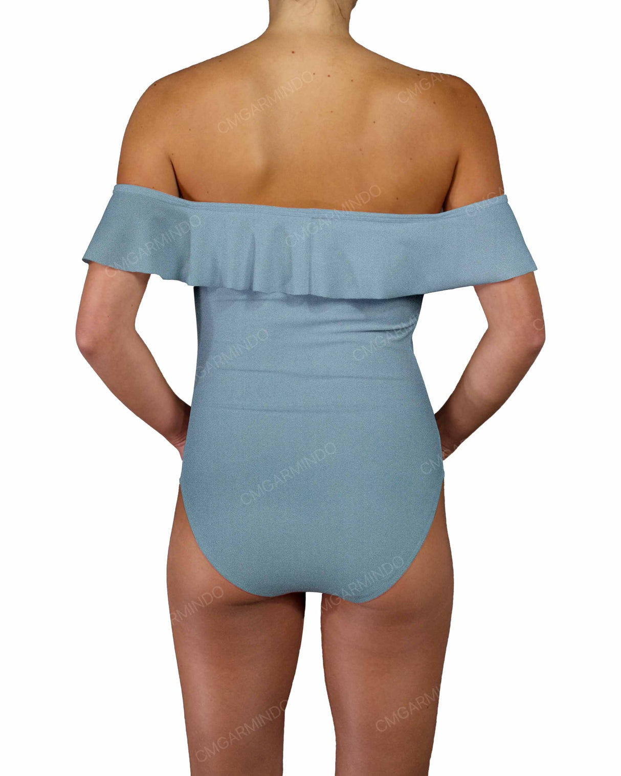 Off Shoulder Ruffle Trim One Piece
