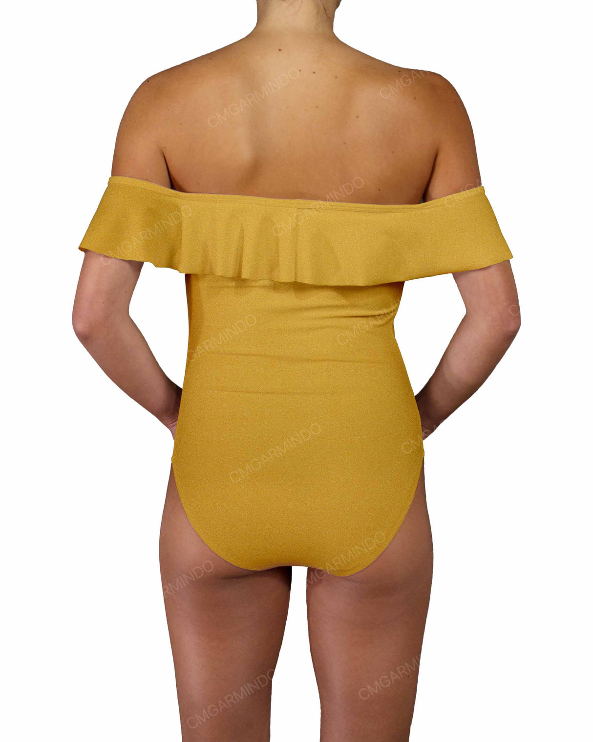 Off Shoulder Ruffle Trim One Piece