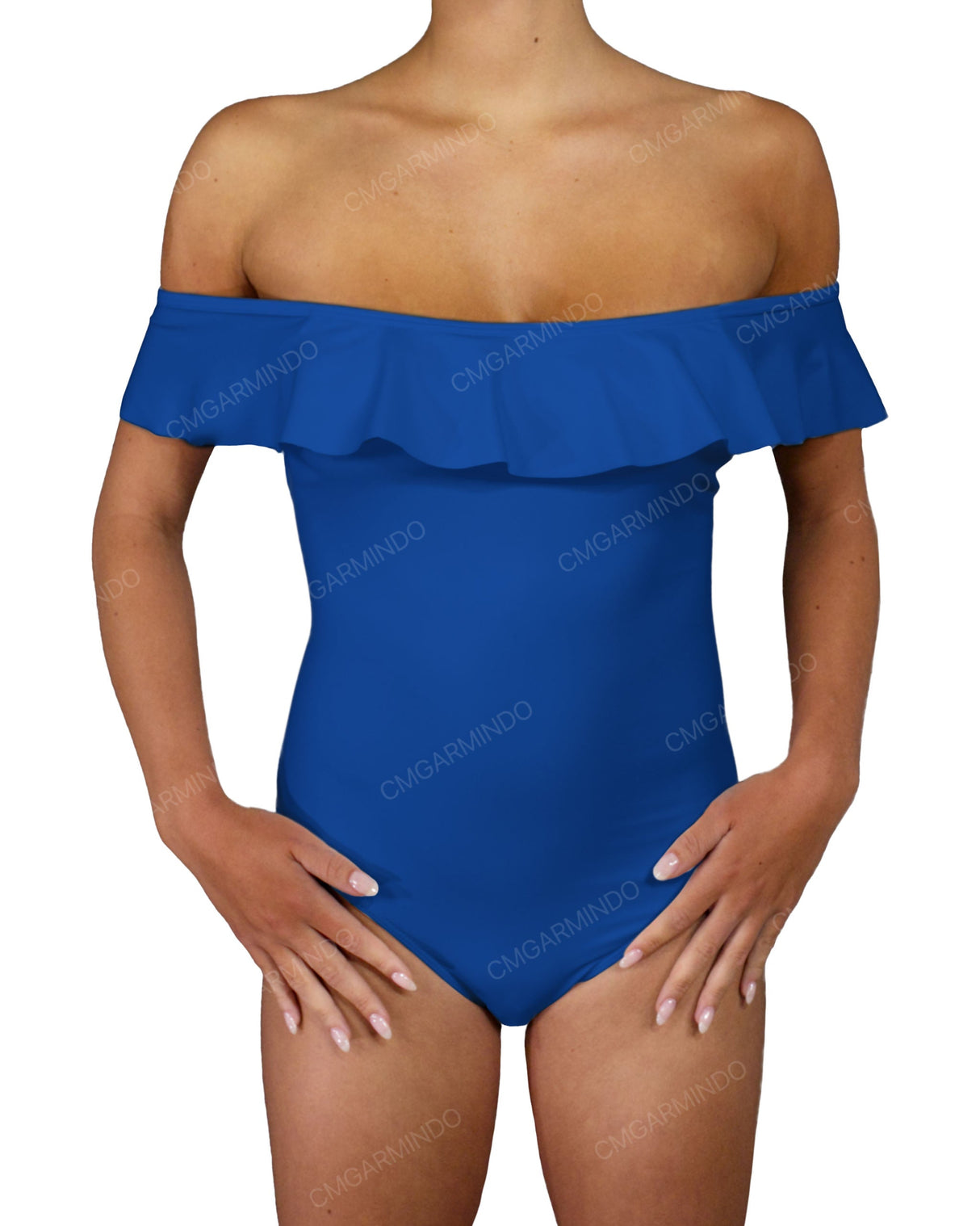 Off Shoulder Ruffle Trim One Piece