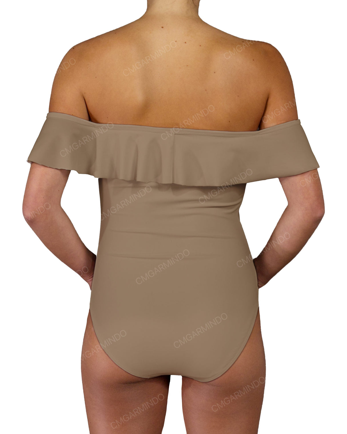 Off Shoulder Ruffle Trim One Piece